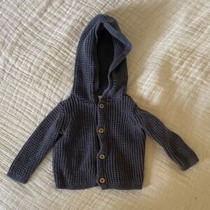 Pure cotton hooded knit sweater